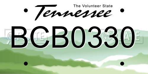 BCB0330 Tennessee License Plate