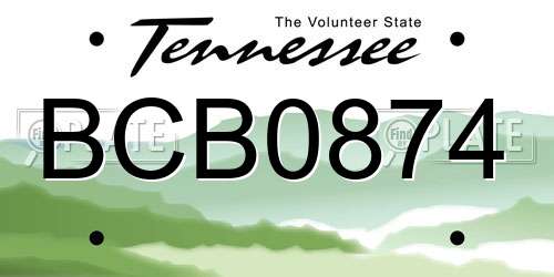 BCB0874 Tennessee License Plate
