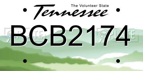 BCB2174 Tennessee License Plate