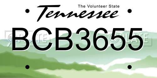 BCB3655 Tennessee License Plate