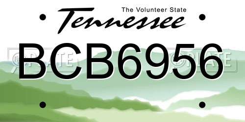 BCB6956 Tennessee License Plate