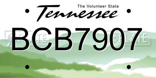BCB7907 Tennessee License Plate