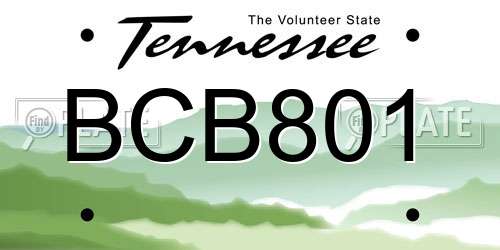 BCB801 Tennessee License Plate