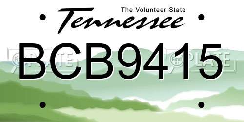 BCB9415 Tennessee License Plate