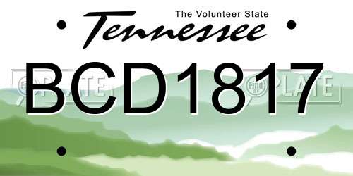 BCD1817 Tennessee License Plate
