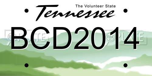 BCD2014 Tennessee License Plate