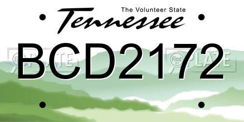 BCD2172 Tennessee License Plate