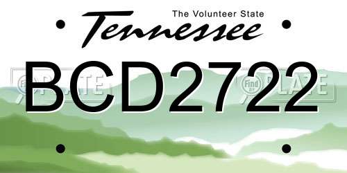 BCD2722 Tennessee License Plate
