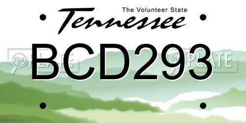 BCD293 Tennessee License Plate