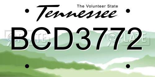 BCD3772 Tennessee License Plate
