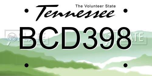 BCD398 Tennessee License Plate