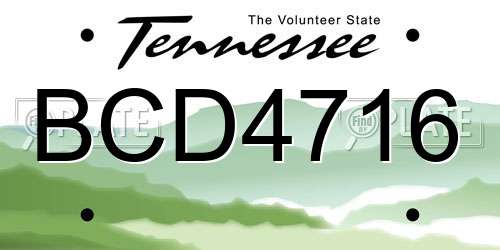 BCD4716 Tennessee License Plate