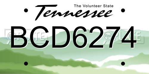 BCD6274 Tennessee License Plate