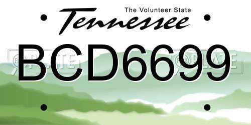BCD6699 Tennessee License Plate