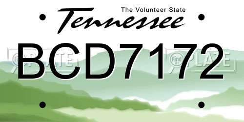 BCD7172 Tennessee License Plate