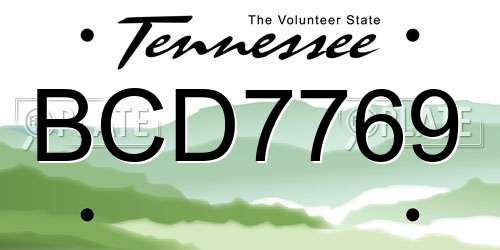 BCD7769 Tennessee License Plate