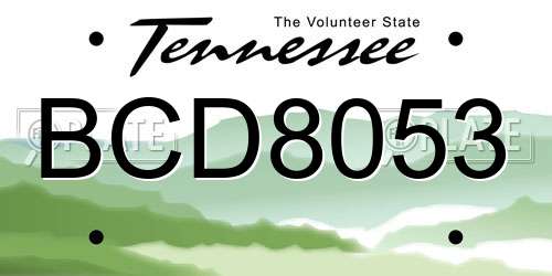 BCD8053 Tennessee License Plate