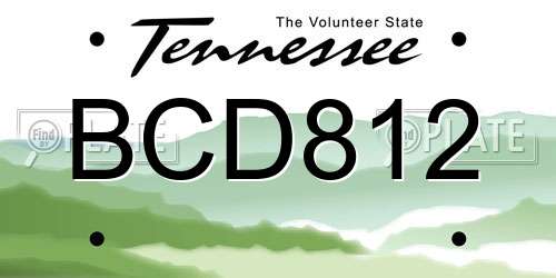 BCD812 Tennessee License Plate