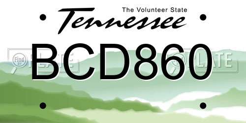 BCD860 Tennessee License Plate