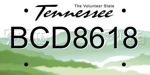 BCD8618 Tennessee License Plate