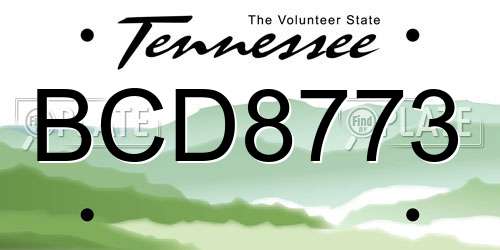 BCD8773 Tennessee License Plate