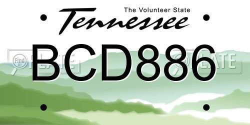 BCD886 Tennessee License Plate