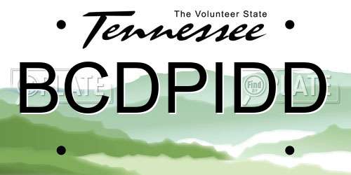 BCDPIDD Tennessee License Plate