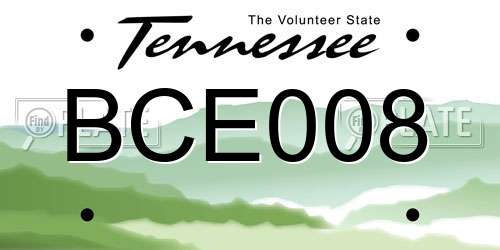 BCE008 Tennessee License Plate