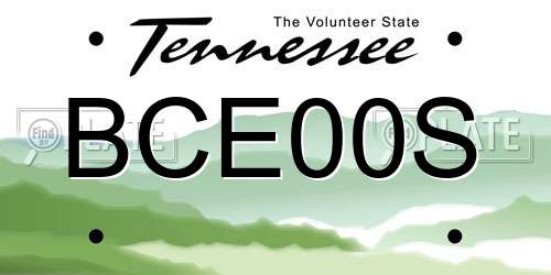 BCE00S Tennessee License Plate