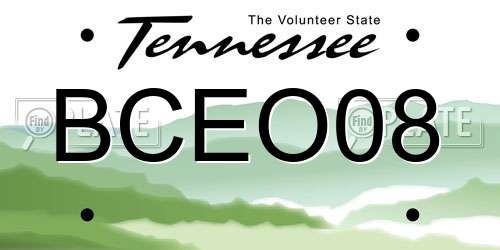 BCEO08 Tennessee License Plate