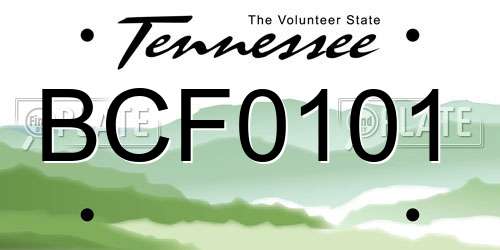 BCF0101 Tennessee License Plate