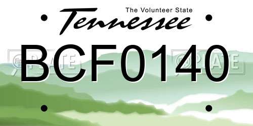 BCF0140 Tennessee License Plate