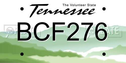 BCF276 Tennessee License Plate