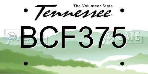 BCF375 Tennessee License Plate