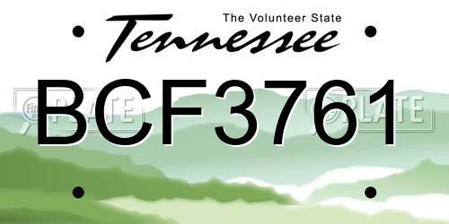 BCF3761 Tennessee License Plate