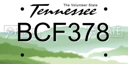 BCF378 Tennessee License Plate