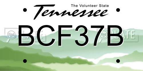 BCF37B Tennessee License Plate