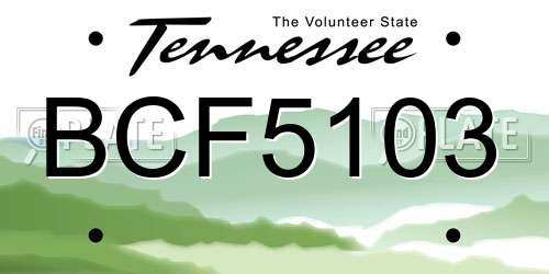 BCF5103 Tennessee License Plate