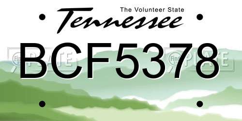 BCF5378 Tennessee License Plate