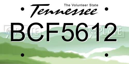 BCF5612 Tennessee License Plate