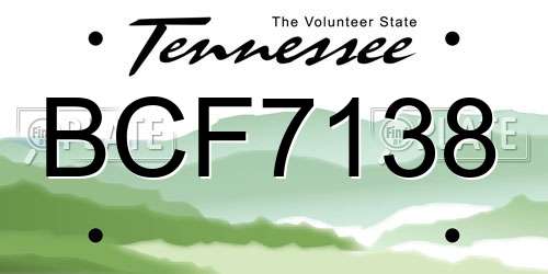 BCF7138 Tennessee License Plate