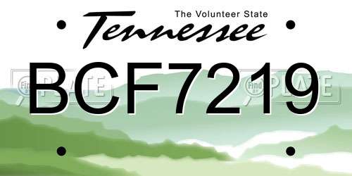 BCF7219 Tennessee License Plate