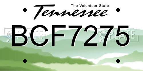 BCF7275 Tennessee License Plate