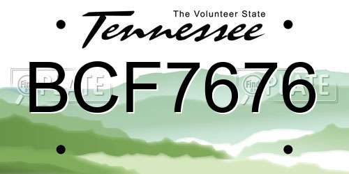 BCF7676 Tennessee License Plate
