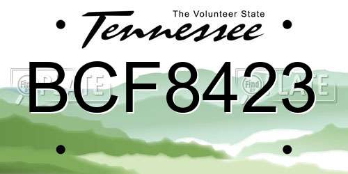 BCF8423 Tennessee License Plate