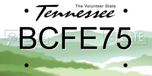 BCFE75 Tennessee License Plate