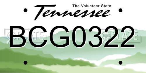 BCG0322 Tennessee License Plate