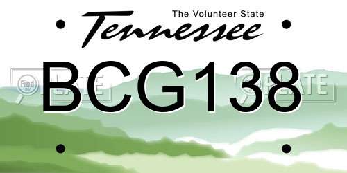 BCG138 Tennessee License Plate