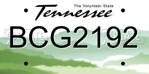 BCG2192 Tennessee License Plate