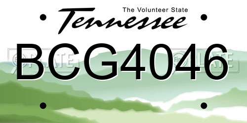 BCG4046 Tennessee License Plate
